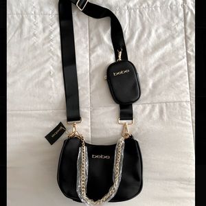 Bebe Black Crossbody Bag w/ Coin Bag